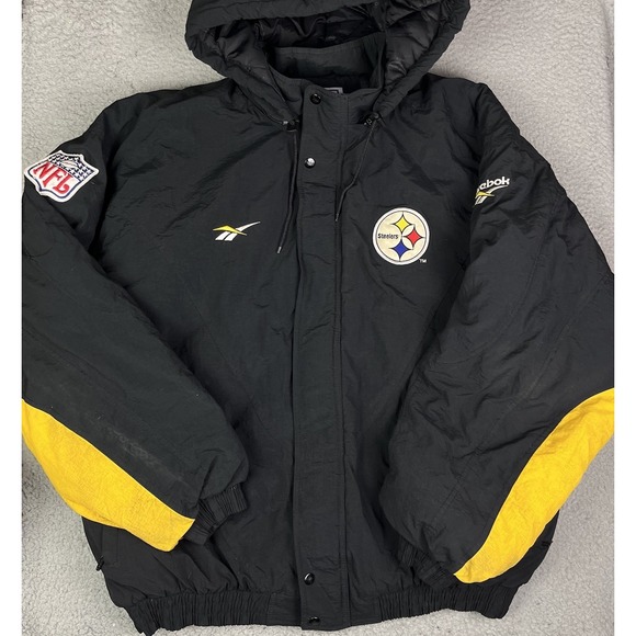 Vintage 90s Pittsburgh Steelers Jacket Mens Black Parka Reebok Pro Line NFL XXL